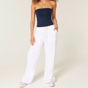 Hollister Women's White Wide Leg Drawstring Pants